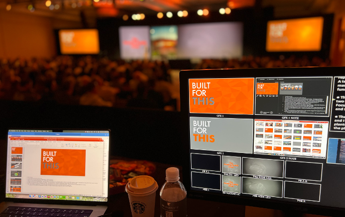 Computer screens at an event